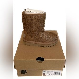 NWT Ugg Classic Glitter Leopard Boots - Toddler Girls Size 7